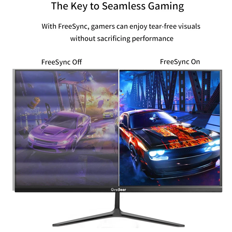 GreBear IPS Computer Monitor 24 Inch, FHD 1080p PC Monitor 5ms(GTG