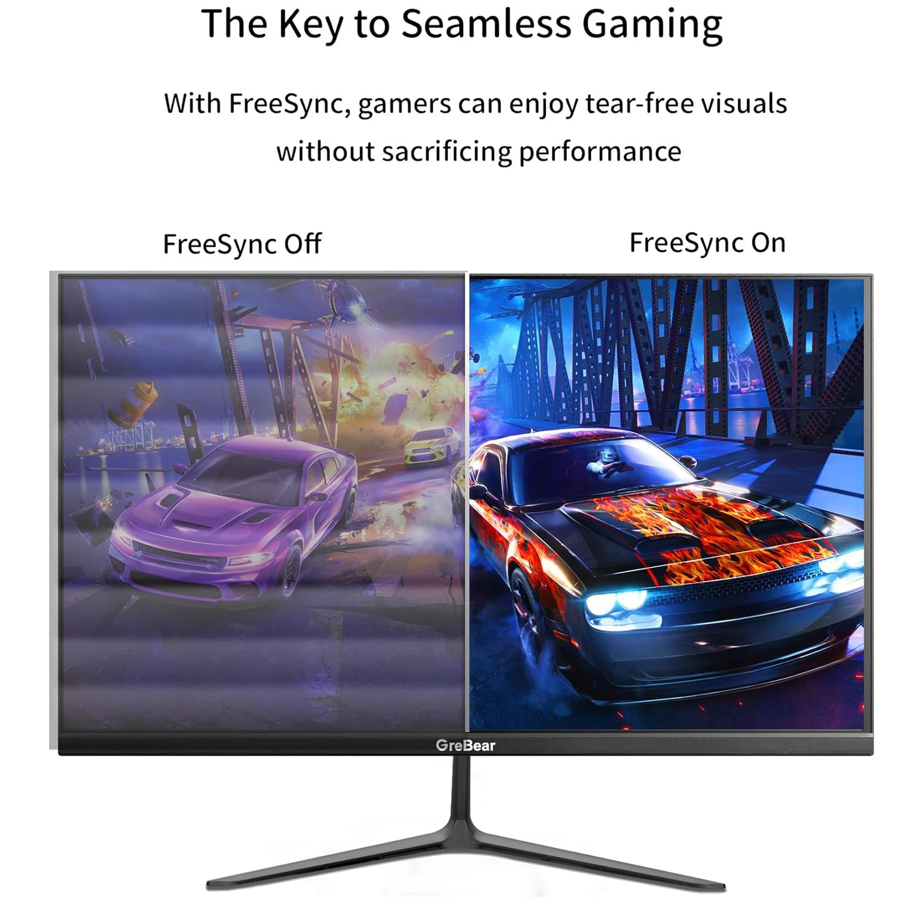 GreBear IPS Computer Monitor 24 Inch, FHD 1080p PC Monitor 5ms(GTG) 99% sRGB,Ultra Slim, LED Low Blue Light An 6