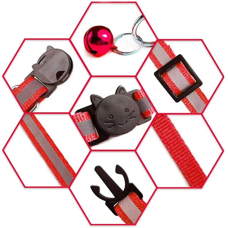 Colors Reflective Breakaway kitten Collar Neck Ring Necklace Bell Pet Products Safety Elastic Adjustable With Soft Material 4