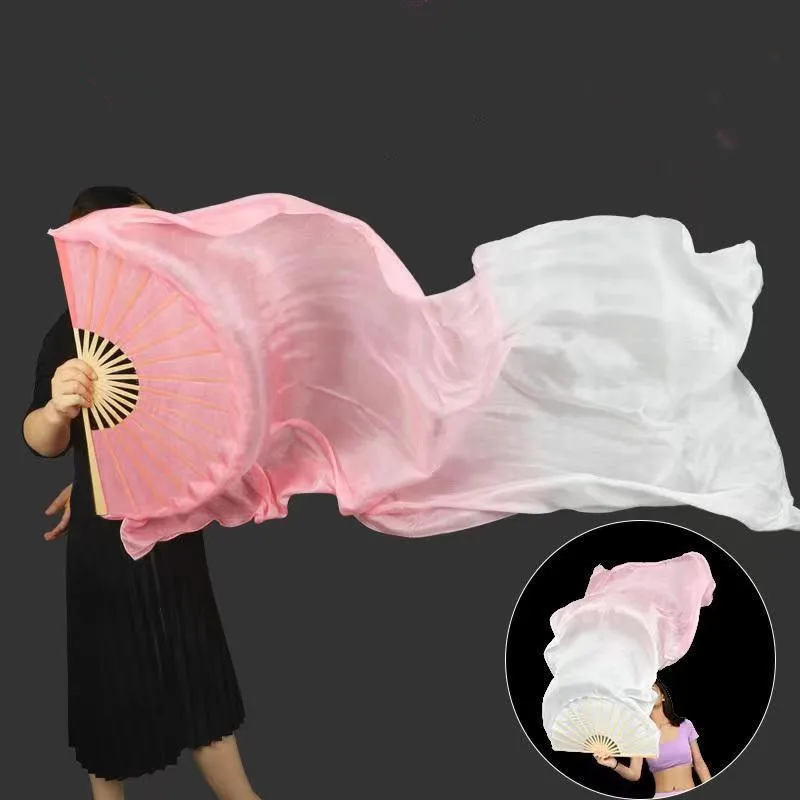 

Hot Sell Kid Women Classical Belly Dancing Fan 1pcs Gradient Color Dancer Practice Long Imitation Silk Fans Rayon Silk Fans