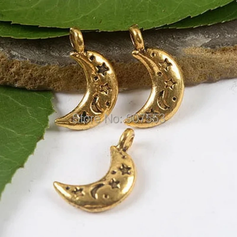 

20pcs 19*9mm Dark Gold-tone Moon and Star Charms H2065 Charms for Jewelry Making