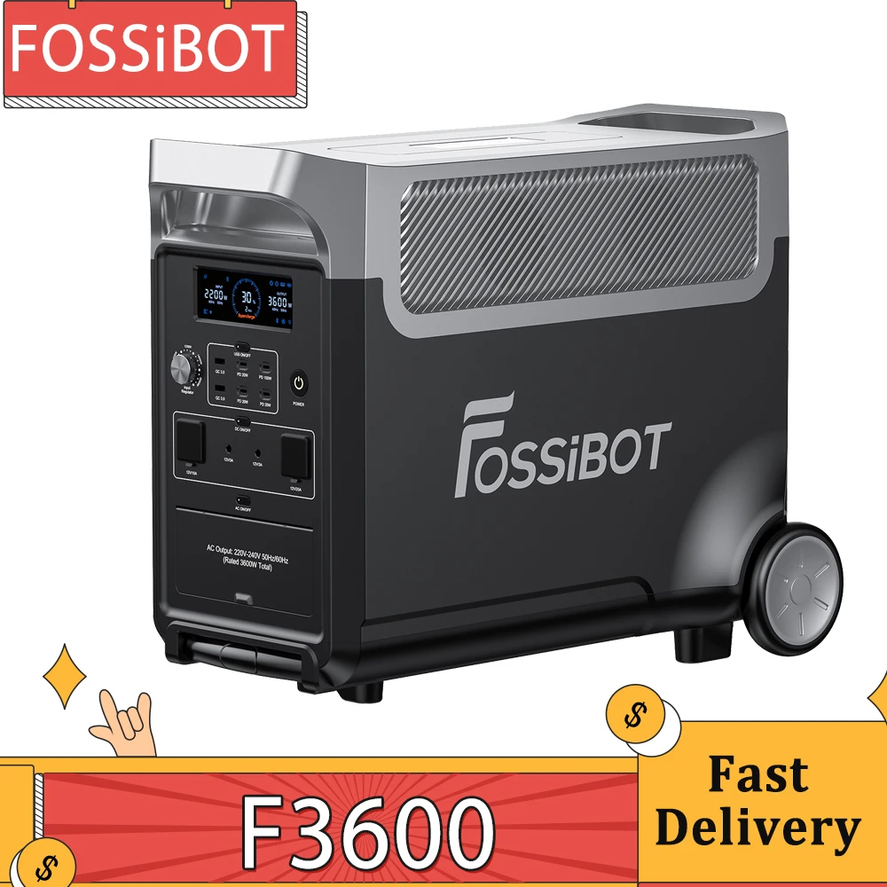 Fossibot F3600 Centrale Elettrica Portatile, Generatore Solare Lifepo4 3840Wh, Uscita Ca 3600W, Carica Solare Massima 2000W, 13 Porte Di Uscita