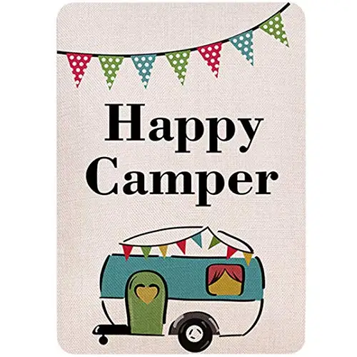 

Original Retro Design Happy Camper Tin Metal Signs Wall Art | Thick Tinplate Print Poster Wall Decoration for Garage