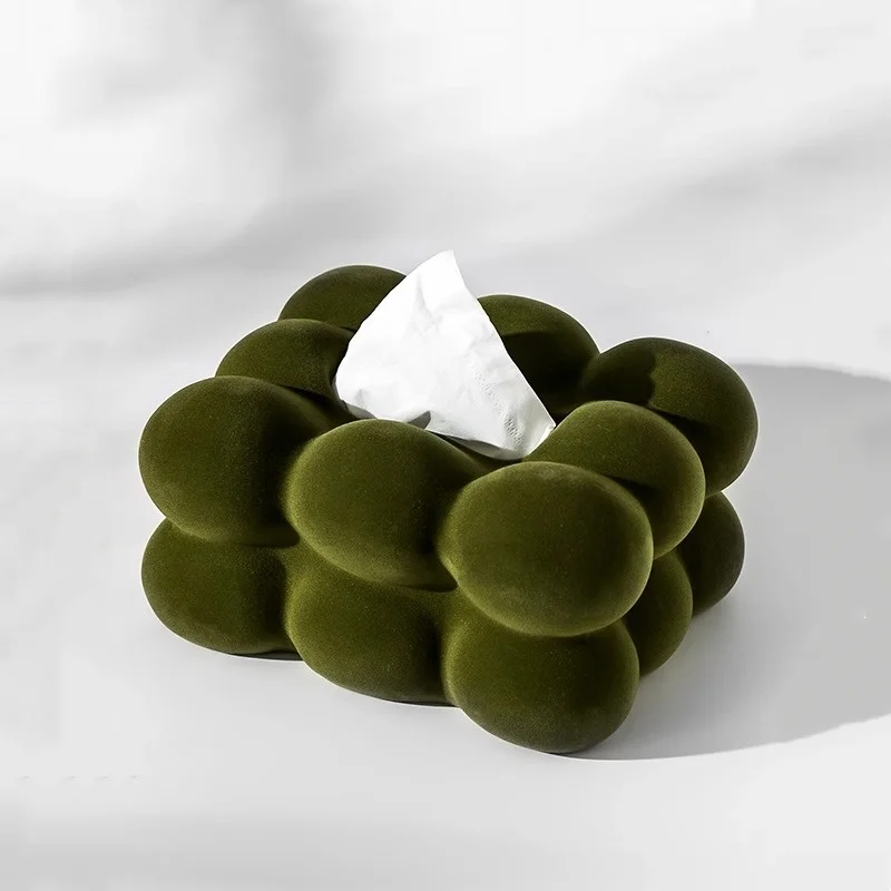 Flocked Tissue Box Geometrically Spherical Bubbles Ball Paper Towel Holder Napkin Holder Tabletop Storage Container Organization 3