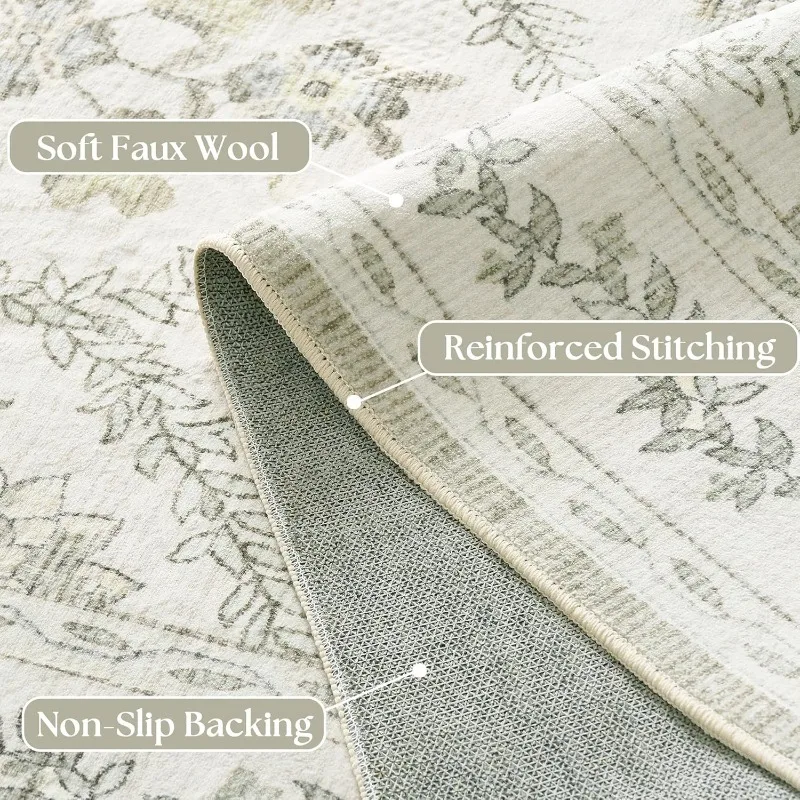 Carpet for Living Room Large Area Floral Print Bedroom Rug Green Small Fresh   Foldable Machine Washable Coffee Table Mats Tapis