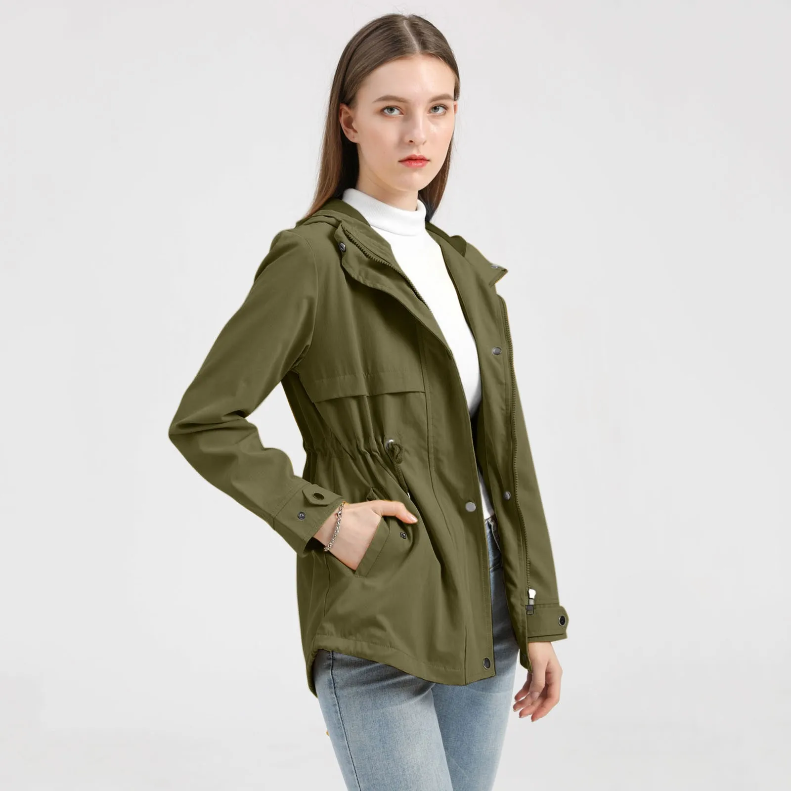 Winter Jacket Cotton Warm Puffer Coat Women Simple Casual Parkas With Lining Plush Hooded Trench Outwear Women's Clothes