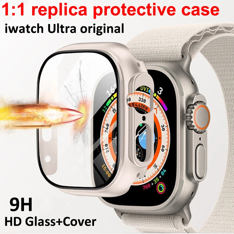 

Закаленное стекло + искусственное стекло для Apple Watch Ultra 49 мм, жесткий Ультратонкий бампер из поликарбоната, Защитная крышка для экрана iwatch Ultra 49 мм, аксессуар