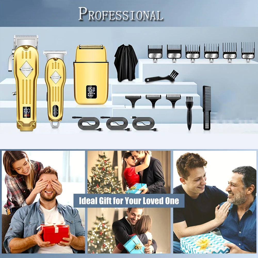 alt="The 3 in1 Hair Cutting Grooming Kit for Men, a Cordless Beard Trimming Shaver Set.