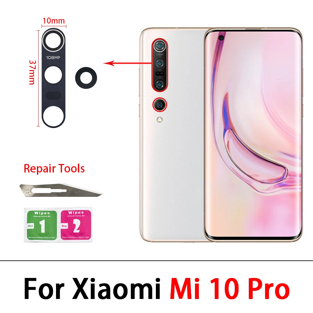 Vetro Lente Fotocamera Posteriore Per Xiaomi Mi 10 Lite 5G XIG01 - Ricambio Nero - Foto 4