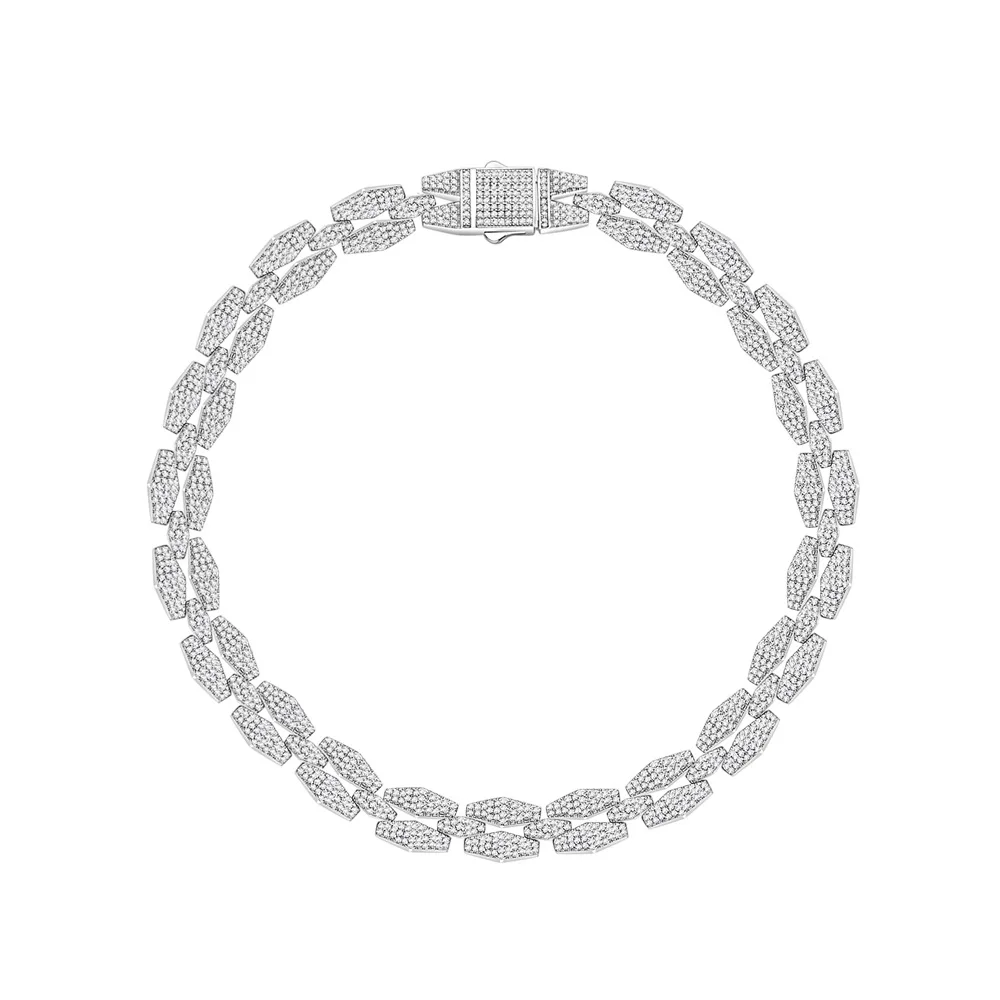 

Fashion Light Luxury Diamond Micro Inlaid 925 Silver Cuban Bracelet for Men and Women Hip Hop Street Handicrafts
