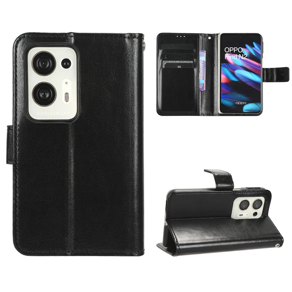 Per Oppo Find N2 Case Luxury Flip Pu Leather Wallet Lanyard Stand Case Per Oppo Find N2 N 2 Findn2 Phone Bags
