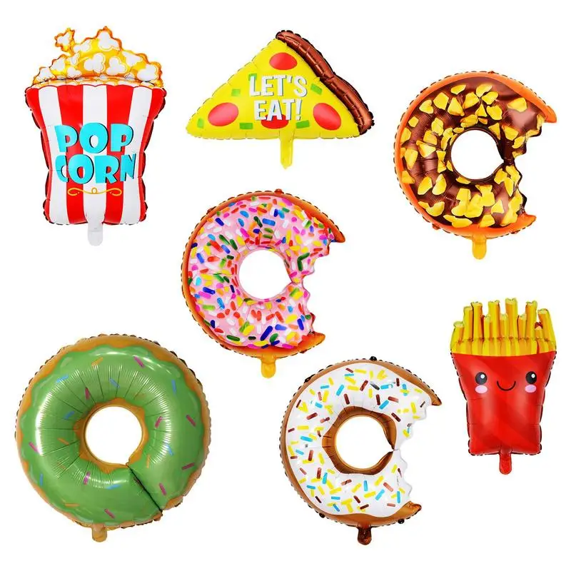 

Ice Cream Balloon Food-Theme Donut Balloons Party Decoration Pack Of 7 Lollipops Hamburgers Balloons For Kids Party Baby Shower