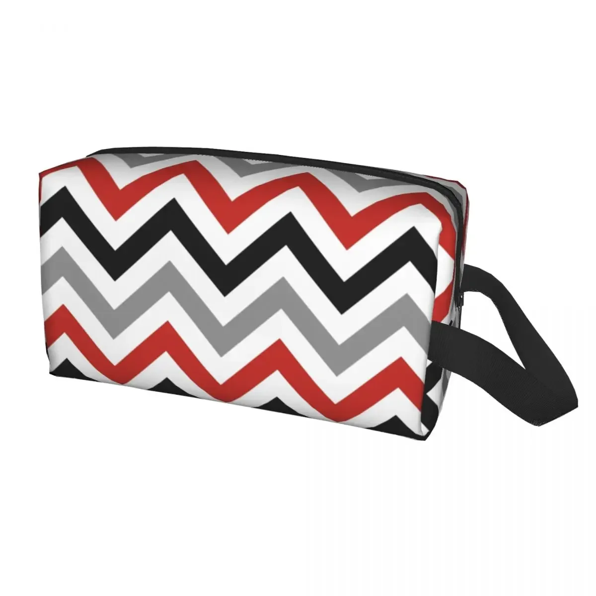 Zig Zag Stripes Modern Red Black Grey Cosmetic Bag Grande Capacità Modern Geometric Makeup Case Beauty Storage Borse Da Toilette