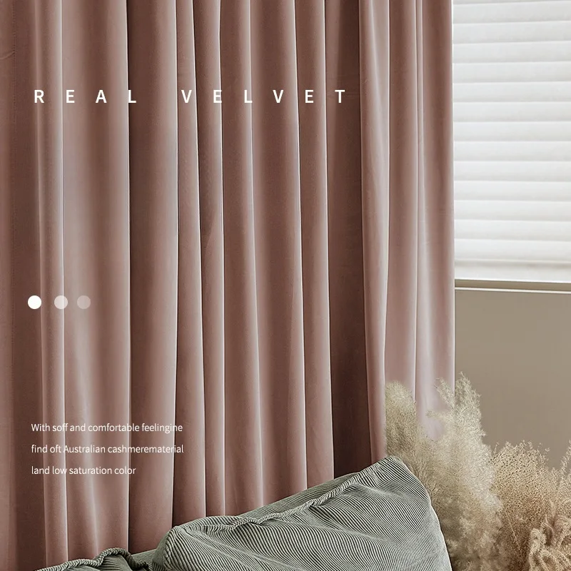 

French Vintage Velvet Curtain for Living Room Bedroom Balcony Villa Light Luxury Velvet Cloth Thickened Blackout Curtains