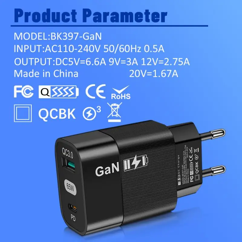 Cargador de carga rápida GaN USB C, 65W, PD, tipo coreano, para Samsung  Galaxy S22, S21, Iphone 14, 13, 12 Pro, LG G8X, KR, enchufe PD - AliExpress