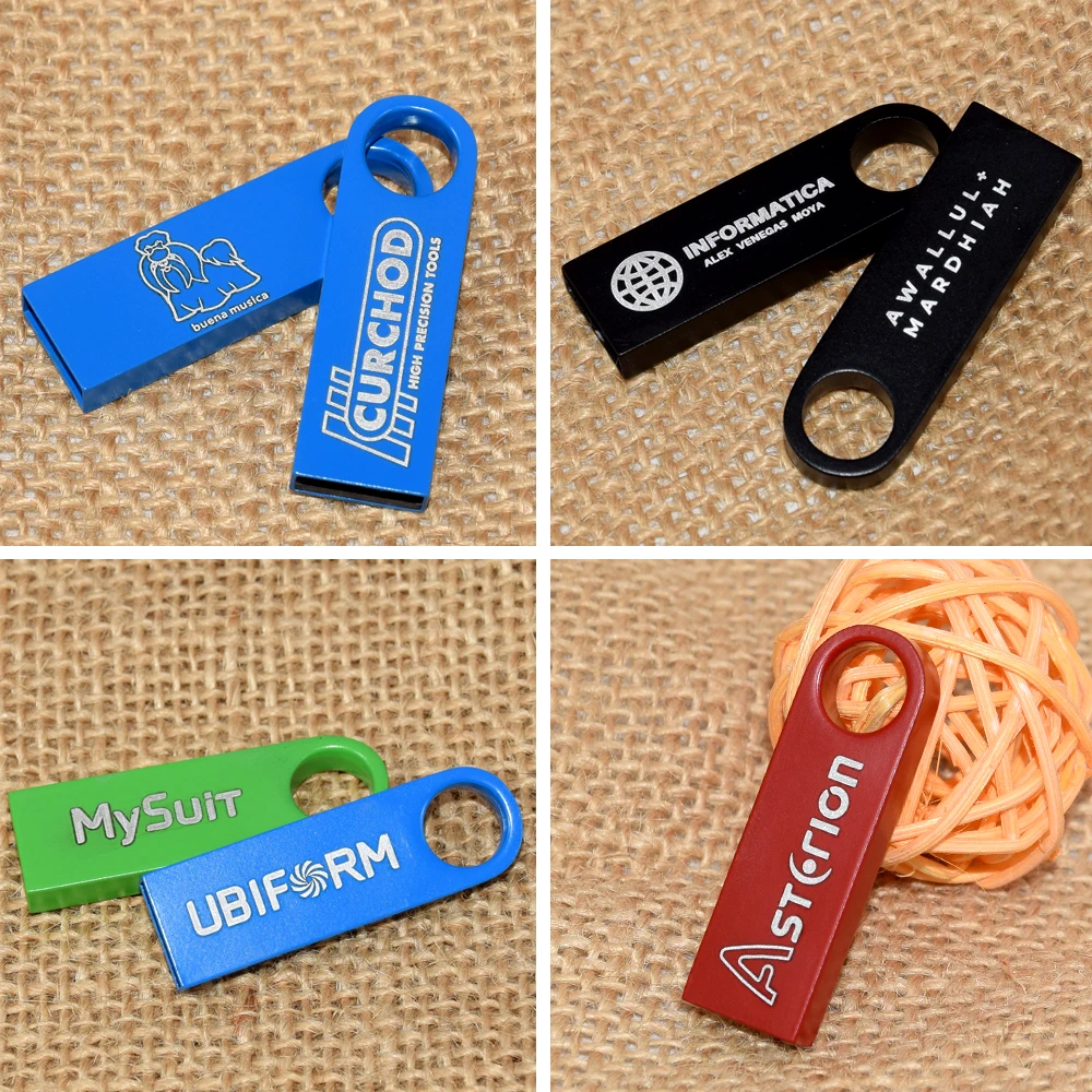 50PCS 무료 사용자 정의 로고 USB 플래시 드라이브 4GB 8GB 2.0 고속 펜 드라이브 16GB 32GB 64GB 128GB Pendrive 금속 usb 메모리 스틱