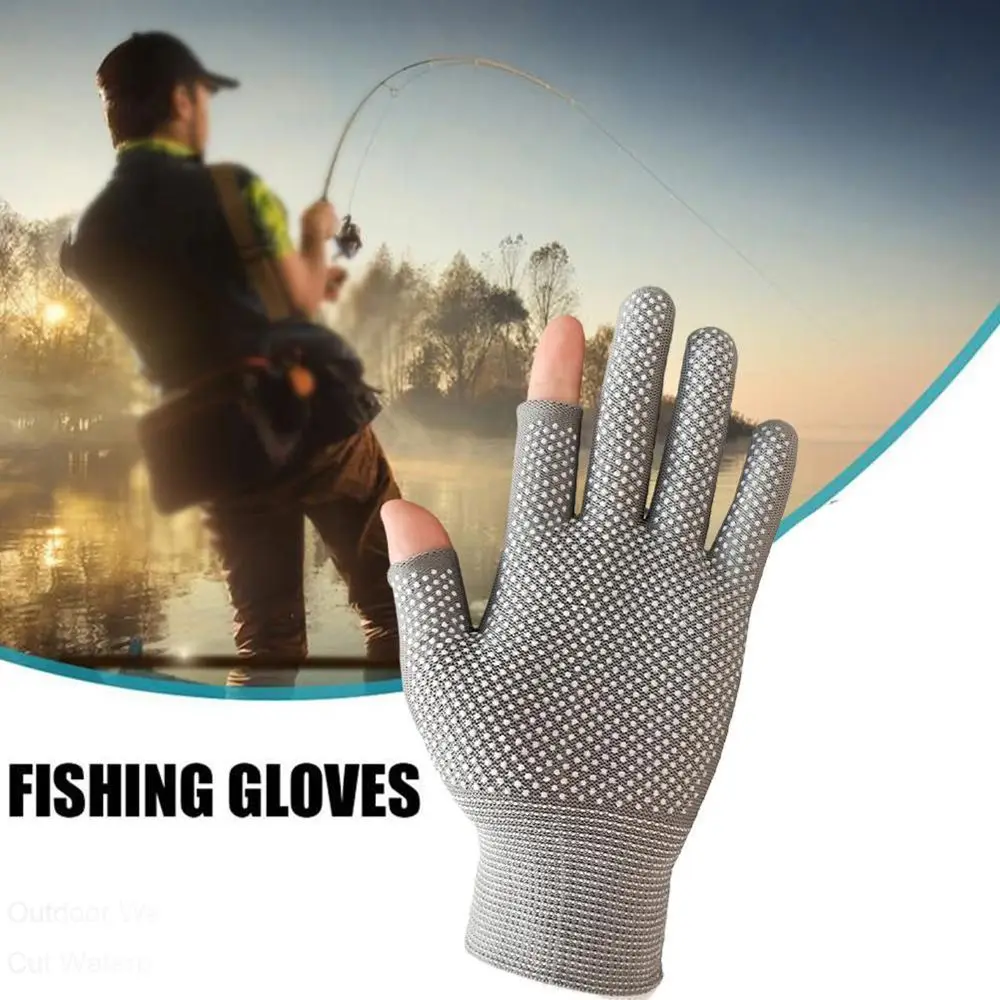 Summer Ice Cool Open/Half Fingers Sport Nylon Fishing Gloves Cycling Gloves Three Fingers