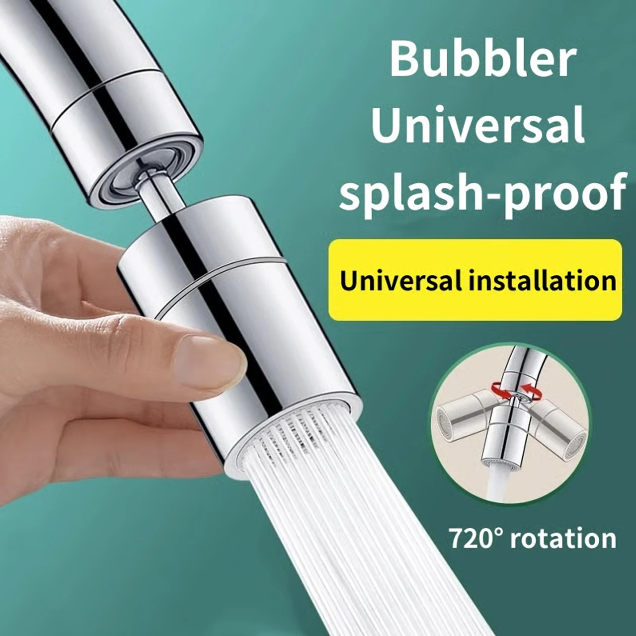 Universal Kitchen Sink Faucet 360 Degrees Splash-Proof Joint Swivelling Extension Faucet Extender Adapter