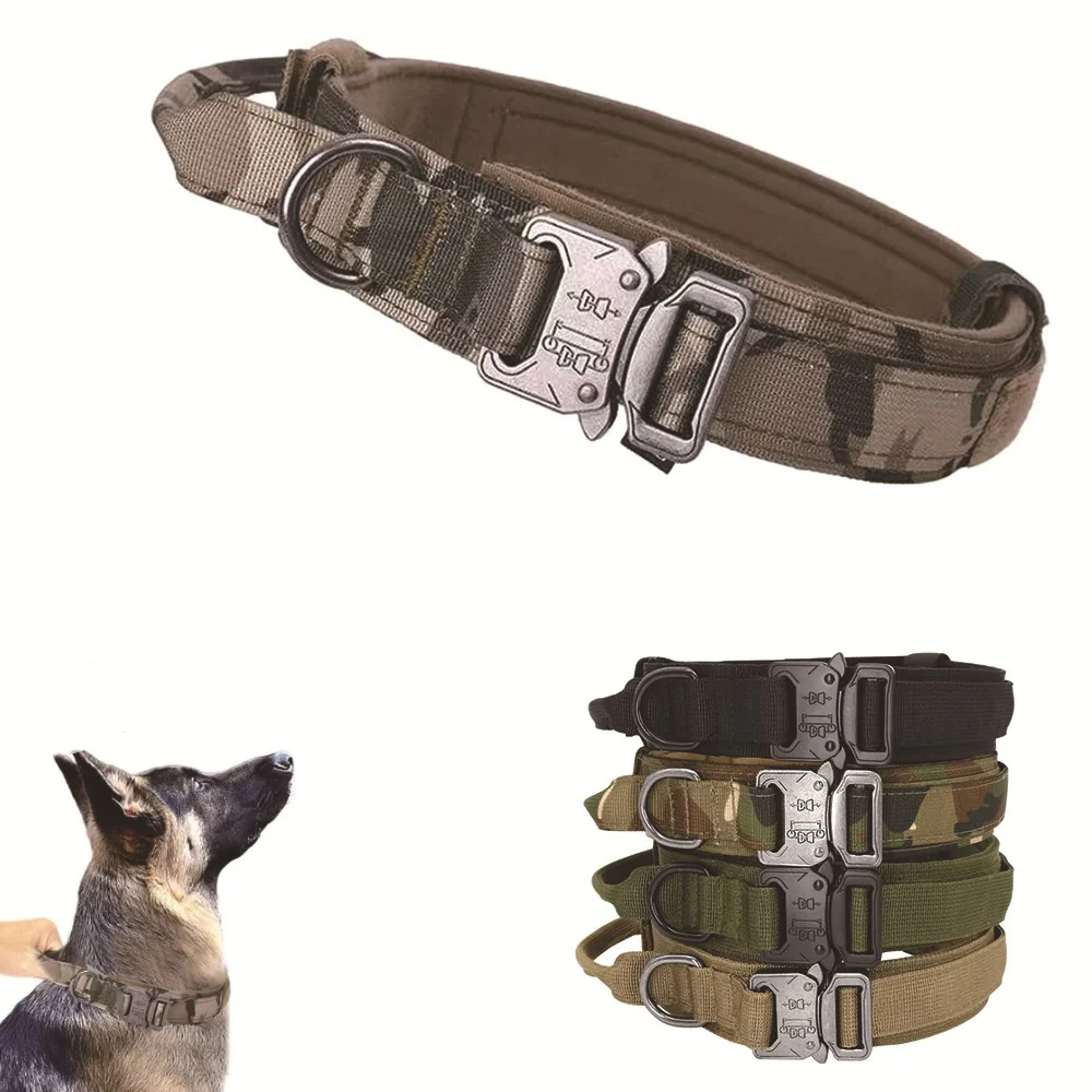 DurableTacticalDogCollarLeashMilitaryHeavyDutyForMediumLarge