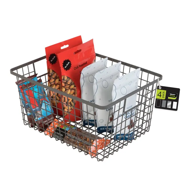 

Nestable Basket Organizer with Handles - 9 x 12 x 6 inch - Gunmetal - Set of 4