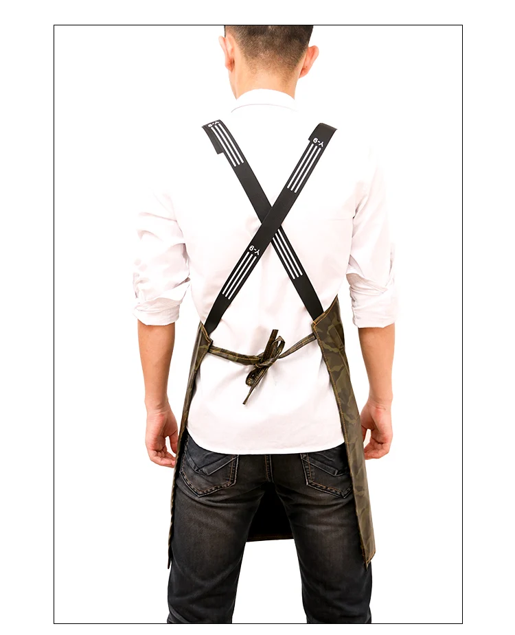Wasserdichte europäische Küchen-Tarnschürze, Unisex, ölbeständig, Antifouling, für Zuhause, Arbeit, Teeladen, Frisur, modische Arbeitskleidung – Detail 7