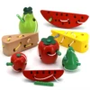 Montessori Kids Educational Toys Fun Wooden toy Worm Eat Fruit Apple pear Early Learning Teaching Aid Baby Toy For Kids Gift 1