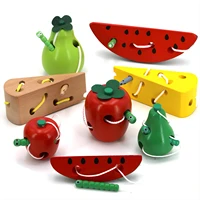 Montessori Kids Educational Toys Fun Wooden toy Worm Eat Fruit Apple pear Early Learning Teaching Aid Baby Toy For Kids Gift 1