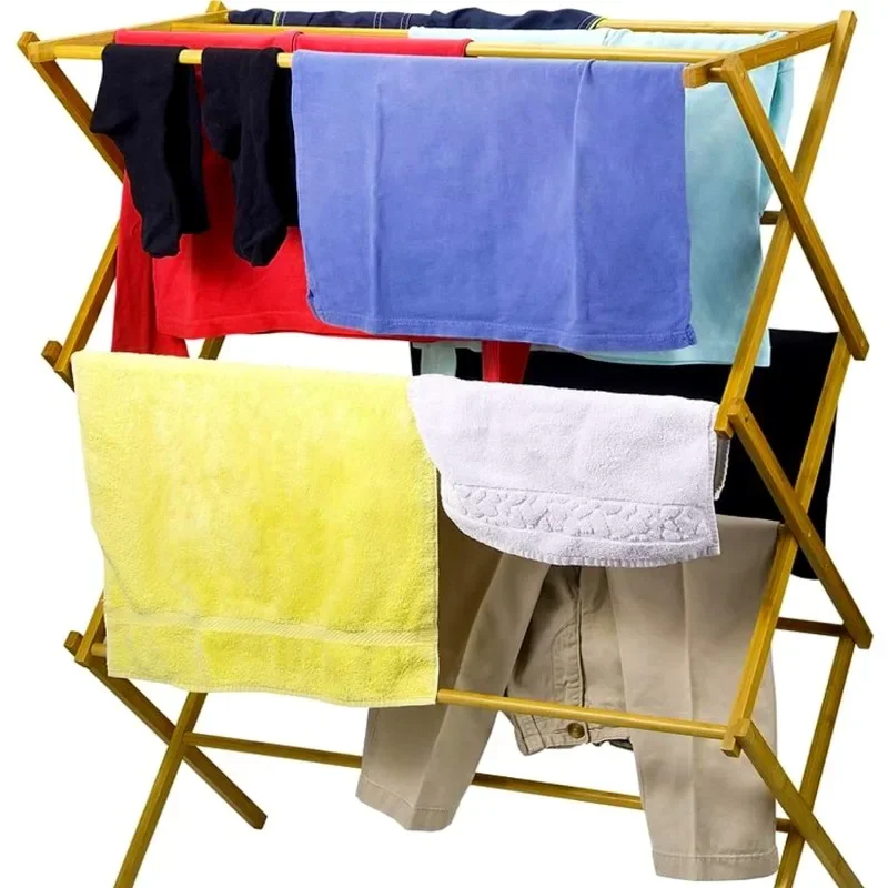 Wooden Clothes Drying Rack for Laundry - Collapsible Folding Bamboo Laundry Drying Rack for Drying Clothes - Heavy Duty 3