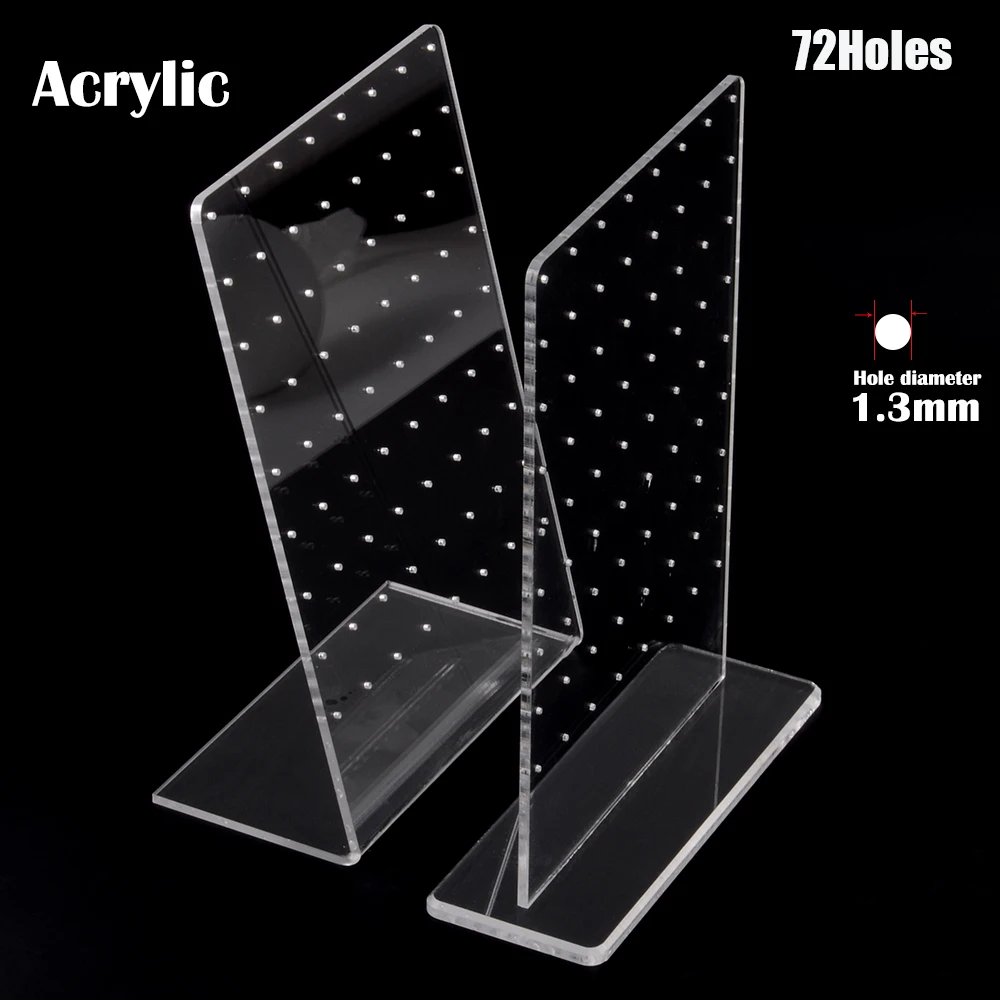 72 Holes Acrylic Portable Earrings Ear Studs Holder Jewelry Display Holders Plastic Showcase Storage Rack Organizer Stand Box 60 to 360 holes plastic earrings studs display rack folding screen earring jewelry display stand holder storage for stud