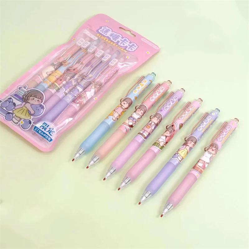 

36 pcs/lot Kawaii Fruit Girl Press Gel Pen Cute 0.5mm Black Ink Signature Pens Promotional Gift Stationery School Supplies