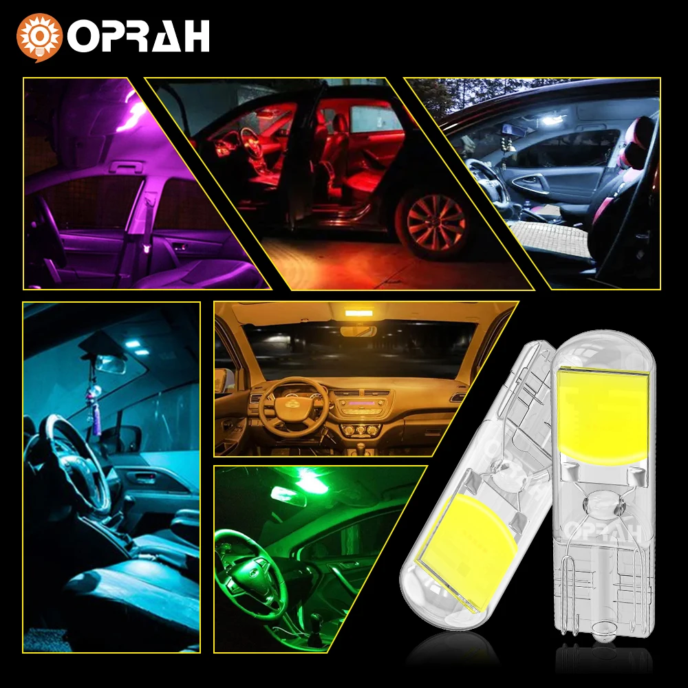 LED      , 6000K ȭƮ  Ʈ, ֽ T10, W5W ̾ COB ̺ , 12V, 2 
