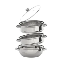 Casserole vapeur en acier inoxydable à 3 niveaux, couvercle transparent, poignées résistantes à la chaleur, compatible avec les cuisinières à gaz, à induction et électriques 1