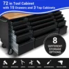 72" Tool Chest Rolling Tool Box 15 Storage Drawers 3 Upper Cabinet Pegboard Large Toolbox with Wheels for Warehouse Basement 5