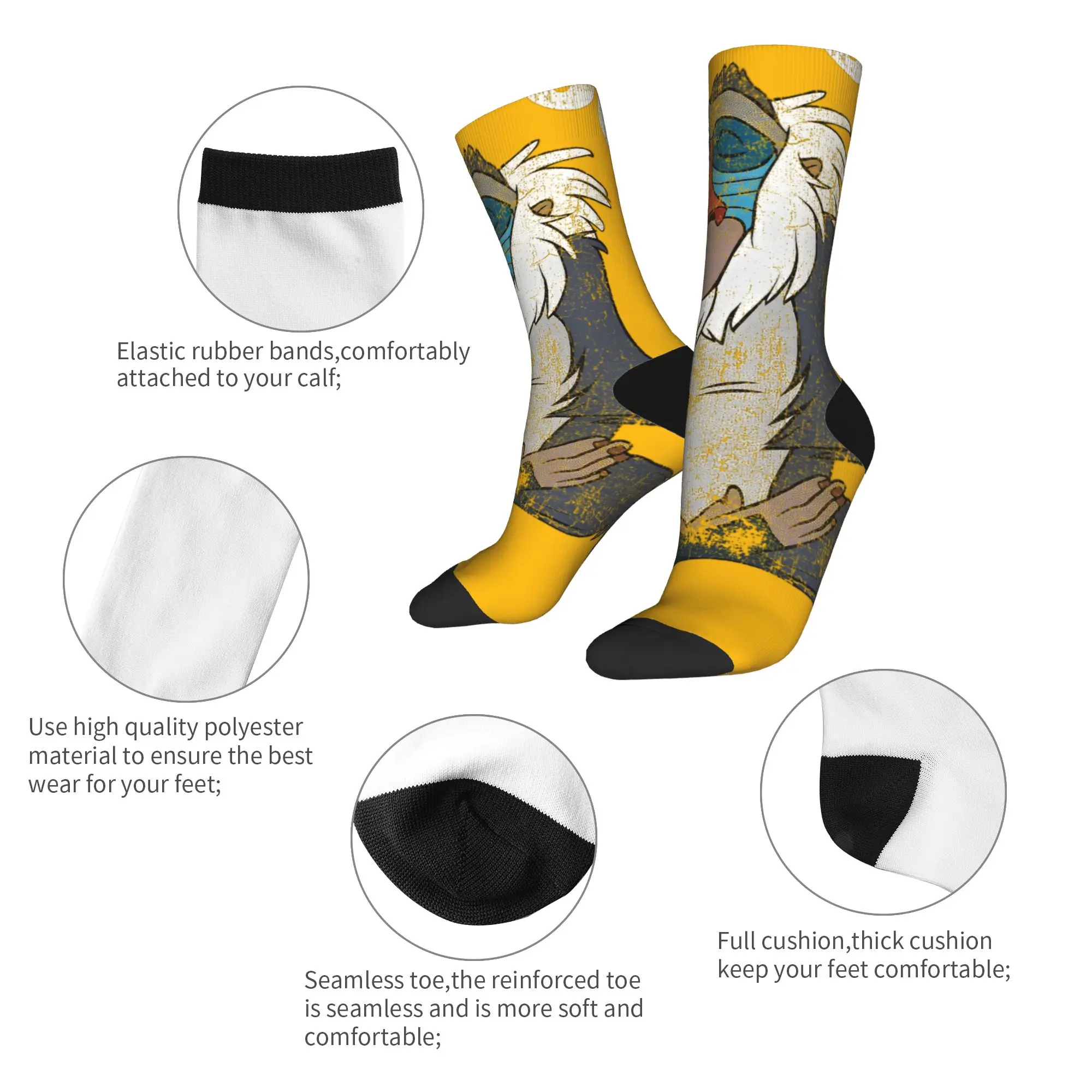 Lion King Inspired Rafiki Meditation Non-Slip Funny Socks - Soft & Breathable
