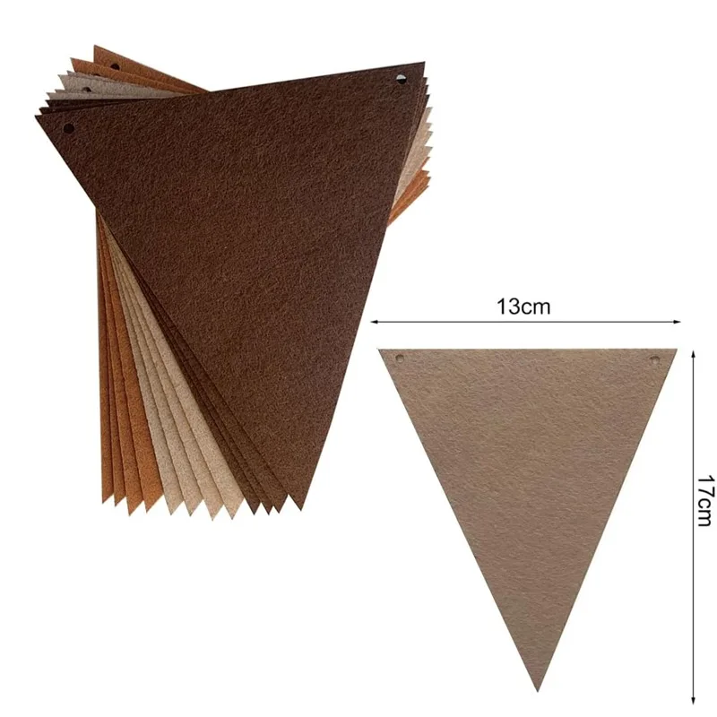 Coffee Brown Felt Pennant Banners Rustic Triangle Fabric Flags for Wedding Christmas Bedroom Wall Decor Vintage Letter Bunting