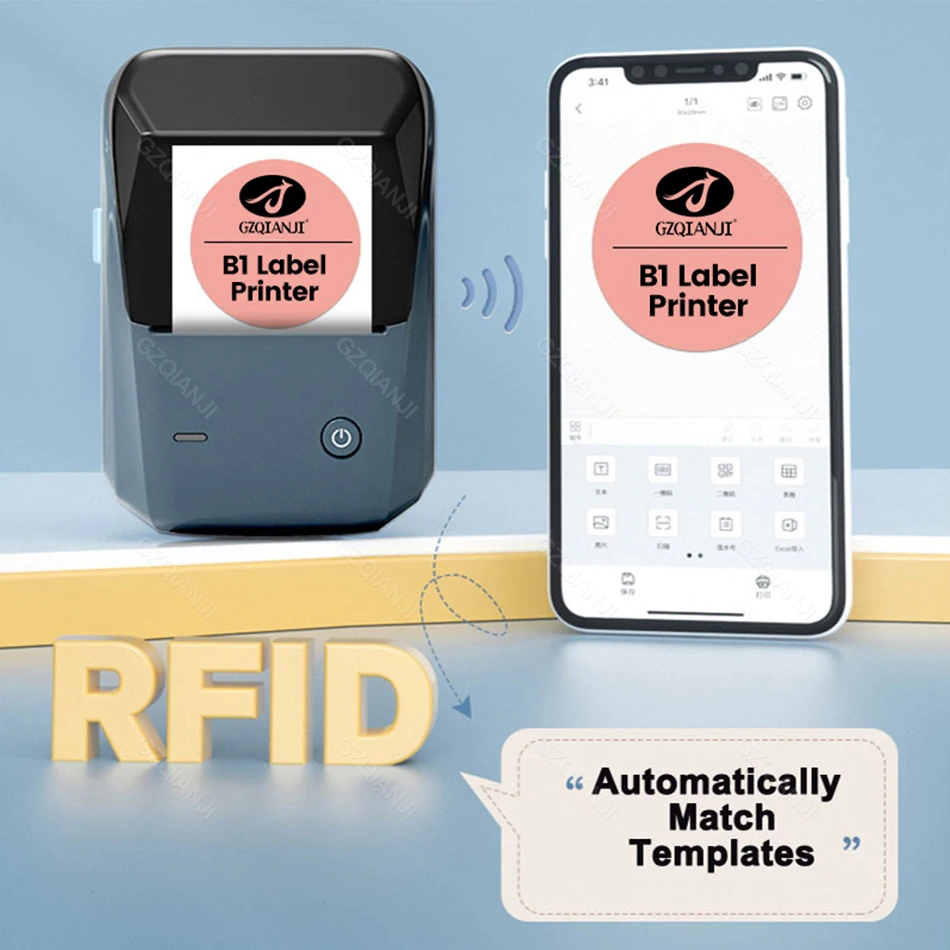 Oryginalny drukarka etykiet kolorowy okrągła naklejka NiiMbot B1 przenośna samoprzylepna maszyna do etykietowania Bluetooth mała
