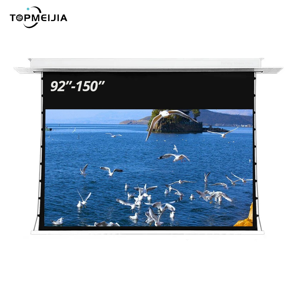 

92“-150” Micro -Perforated Fabric Tab Tension Electric Projector Screen White Transparent Projection Screen for home theater