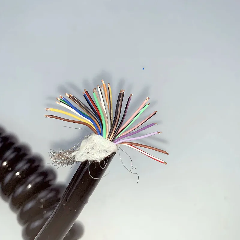 Primavera pu Escudo Cabo de 15 16 17 18 19 20 21 Core 26 Awg Trecho 10 11 12 Metros Espiral Fio Telescópica