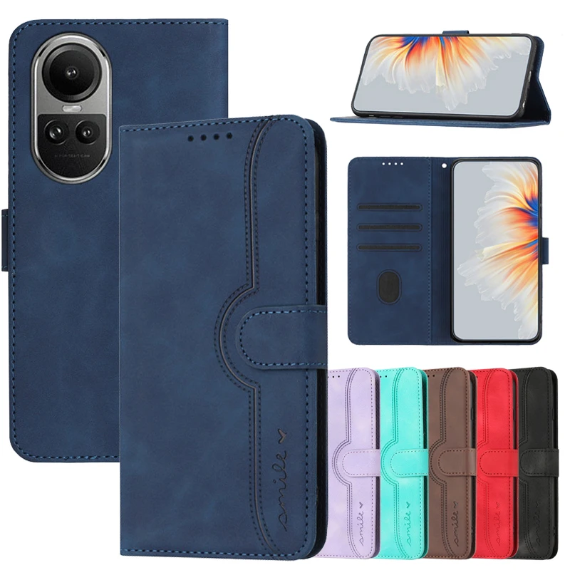 Cracedily Cover per Oppo Reno 10 5G / Reno 10 Pro Case, Custodia Pelle Premium Portafoglio Con Porta Carte Magnetica Supporto Protezione Flip per Reno 10 Pro, Blu-Verde