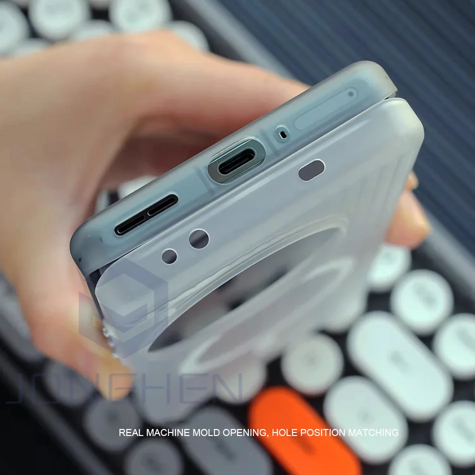 Magnetic Corrugated Pattern Matte Case with Wireless Charging Compatibility - Clear Cover