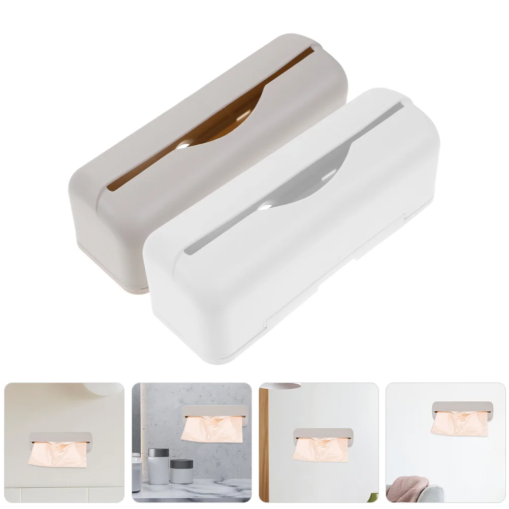 

2 Pcs Plastic Bags Shopping Storage Box Household Grocery Holder Decorative Hanging Wall Mount Saver Pocket Containers