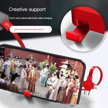 Three In One Charging Cable Roll Macaron Telescopic Storage Bracket Micro Lightning TYPE-C Charging Cable Organization Tools 2