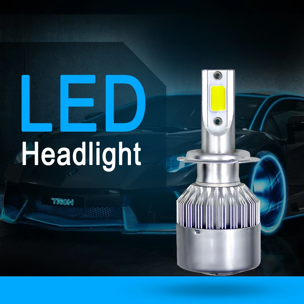 2pcs C6 72W H11 H4 Hi/Lo H1 H7 COB LED H11 HB3 9005 HB4 9006 Car Headlight Bulbs Car Fog Light 12V 7200LM Auto Headlamps