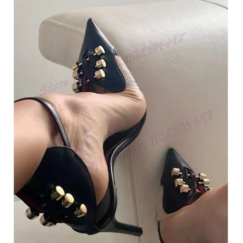 

Black Pointed Toe Ankle Strap Sandals Hollow Out Shoes for Women Thin High Heels Sexy Lady Party Shoes 2024 Zapatos Para Mujere