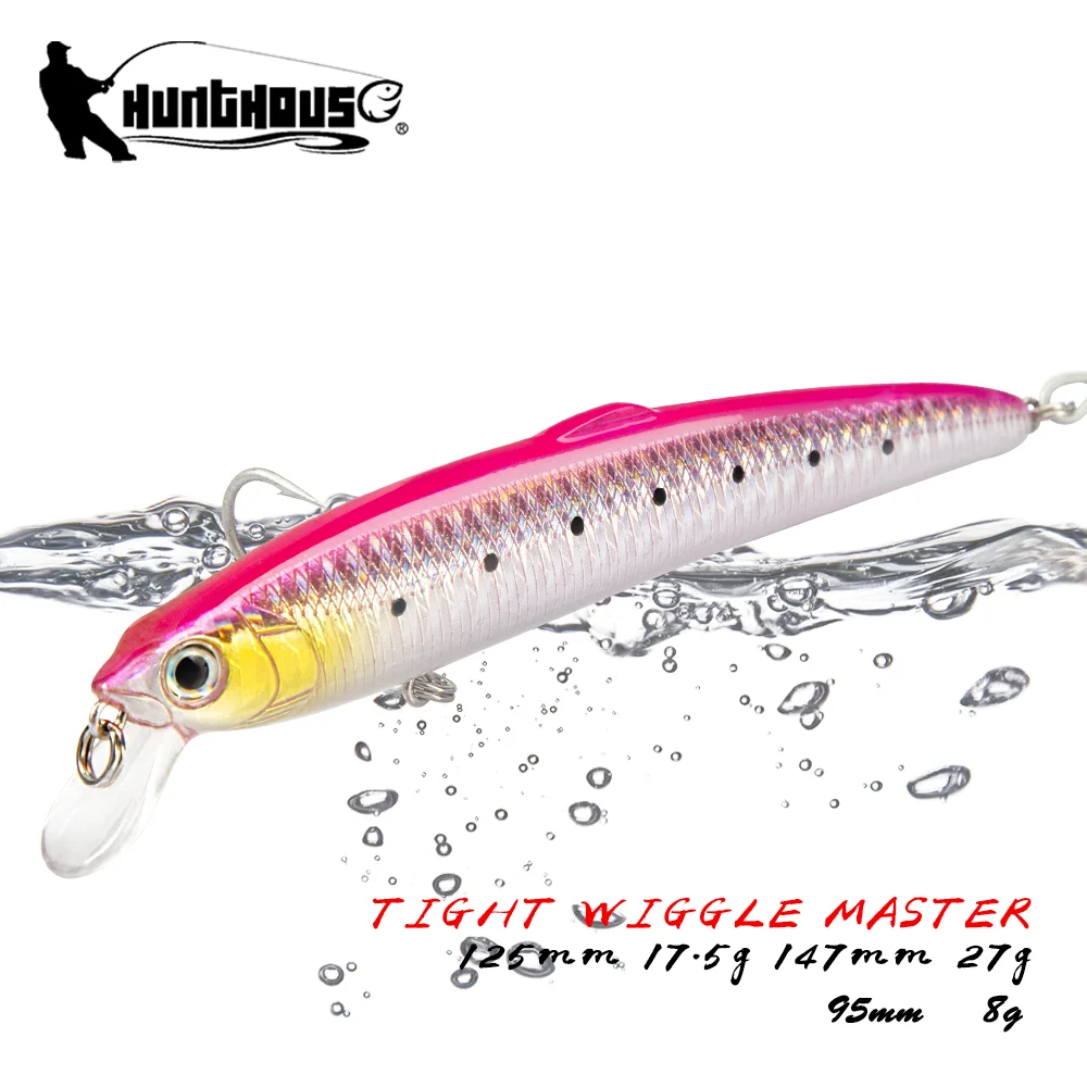 Hunthouse Minnow Angelköder 95/125/147 mm flexibler schwimmender Jerkbait harter Köder Wobbler für Sea Pike Bass Fish Tackle