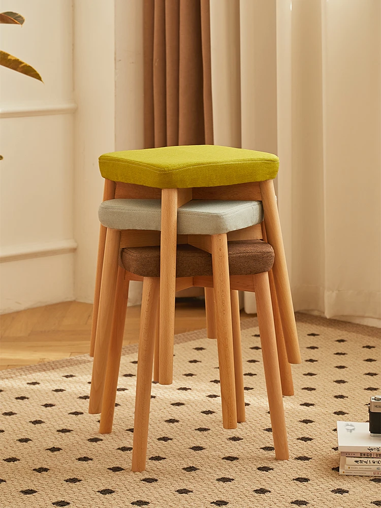 

Solid wood stool, simple living room dining table, stool, dressing stool, makeup stool, chair can be folded