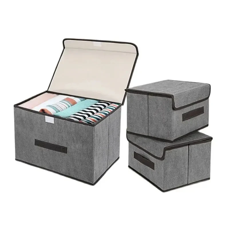 Fold Non Woven Fabric Storage Box Gray Home Supplies Clothing Underwear Sock And Kid Toy Storage Organizer Cosmetics 3