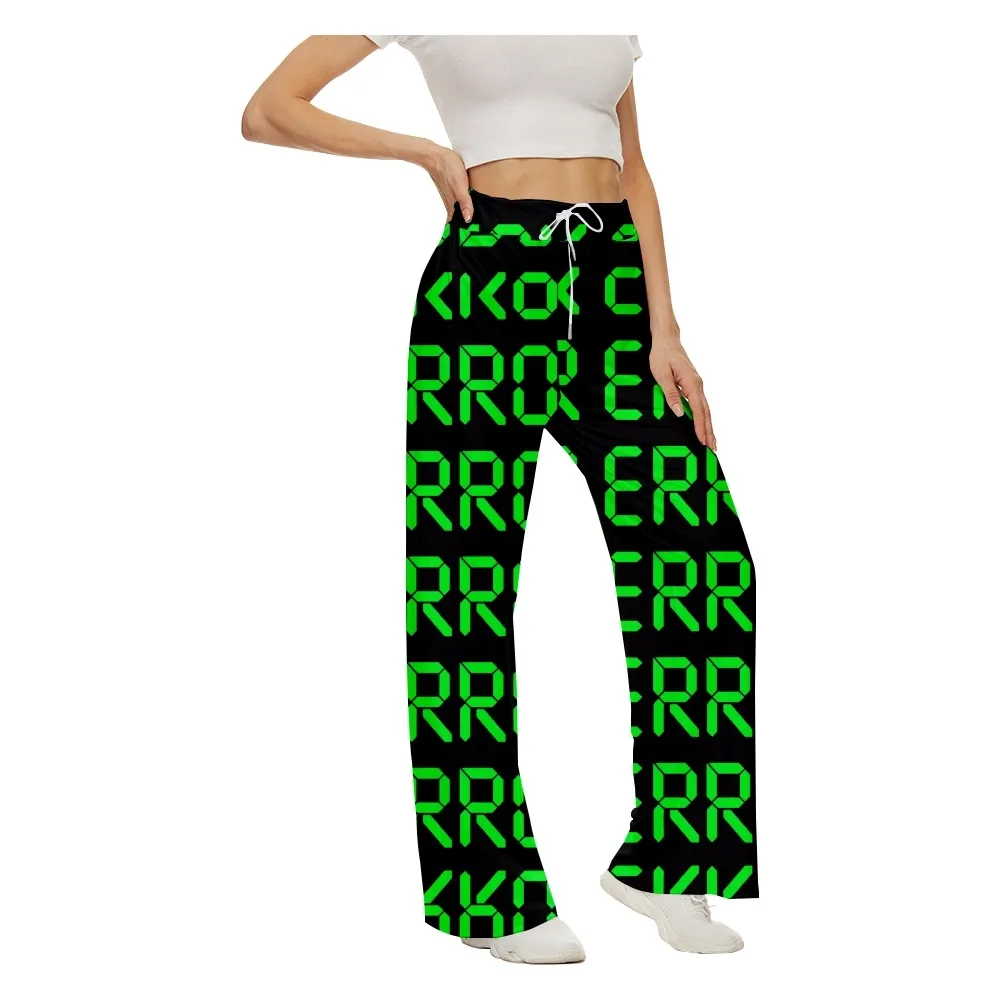 

2022 Spring SOJINM Women Green Print Wide Leg Pants Women Baggy Sweatpants Joggers Bottoms Streetwear Casual Trousers XL