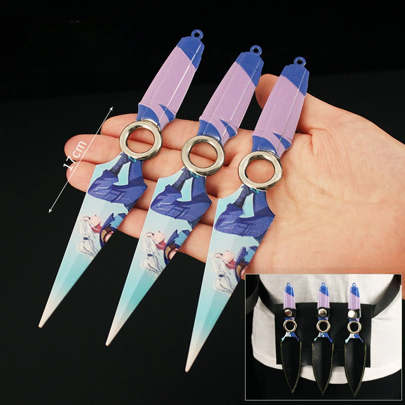

3 шт. Valorant Go 17 см Jett Kunai Champions 2023 Kunai брелок металлический Катана агенты модель оружия подарки игрушки для мальчиков