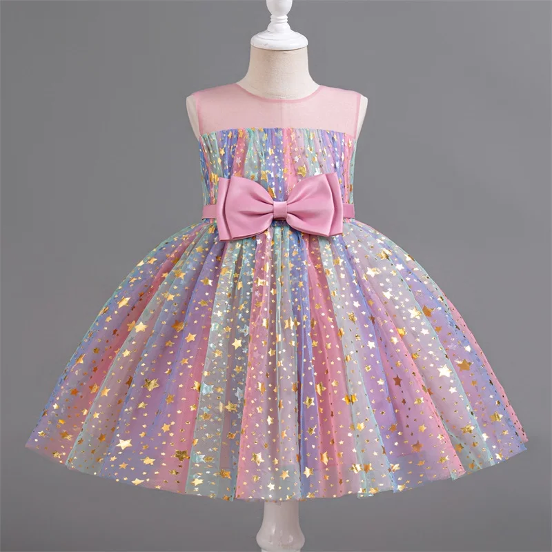 Girls Dress Rainbow Unicorn Princess Dress Cake Layers Tutu Prom Gown for Kids Wedding Evening Formal Party